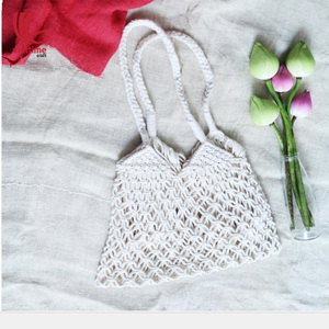 Sac en macramé vintage tissé à la main, fabriqué au Vietnam, vente en gros - Product Image 5