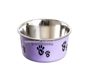 Pet Bowl Food Grade Dog Bowl 304 Stainless Steel Food Bowl with Customized Logo and Colo With Black Powder Coated