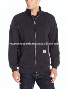 Sweat à capuche en coton lourd de haute qualité pour hommes personnalisé surdimensionné recadrée bouffée impression Logo doublé fermeture éclair unie fermeture éclair complète tricoté - Product Image 5