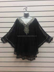 Abaya 이슬람 스타일 페르시 스팽글 Kaftan Caftan 탑스 여성 블라우스 무료 사이즈 여성 캐주얼 블라우스 디자인 Kaftan 소녀의 파티 착용