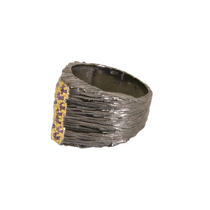 <b>Statement</b> Gold Plated Jewelry 925 Sterling <b>Silver</b> Small Amethyst Gemstone Black Rhodium <b>Ring</b> - Product Image 2