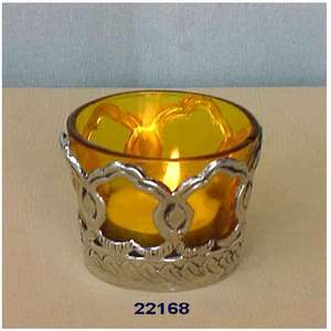 Fancy Silver Brass Clear Glass Tealight Votive Barato para Amazon Venta caliente para ocasiones navideñas - Product Image 1