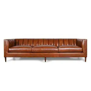 Wholesale High Quality Modern Luxury Vintage Royal Living Room Sofas Furniture Wooden 3 Seater Leather Leisure Sectional Sofa