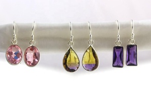 Pendiente colgante hecho a mano de piedras preciosas facetadas pera ovalada cuarzo rosa rectangular amatista púrpura natural - Product Image 3