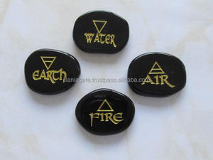 Mayorista 5 Elemento Negro Ágata Palma Piedra Conjunto Grabado Reiki Feng Shui Estilo 7 Chakra Tallado Cuarzo Cristal Piedra preciosa Bola - Product Image 2