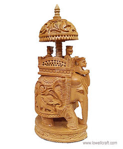 <b>WOODEN</b> <b>CARVED</b> UMBRELLA AMBARI ELEPHANT - Product Image 2