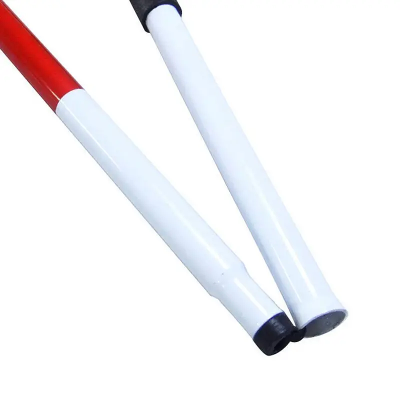 Collapsible Folding Blind Cane with Red Tip-49" Long White Stick for Walking