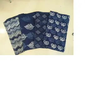 Indigo bloco impressos tecidos de algodão adequado para vestido de designers e fabricantes de têxteis lar