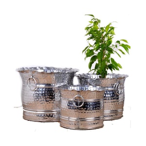 Macetas de madera chapadas en níquel para interior, macetero de jardín con libélula, macetas grandes para exteriores e interiores - Product Image 4