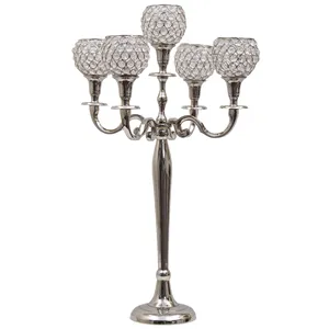 Tempat Lilin 5 Lengan Candelabra Logam, Dudukan Lilin Tinggi 10.6 Inci Tempat Lilin Pernikahan