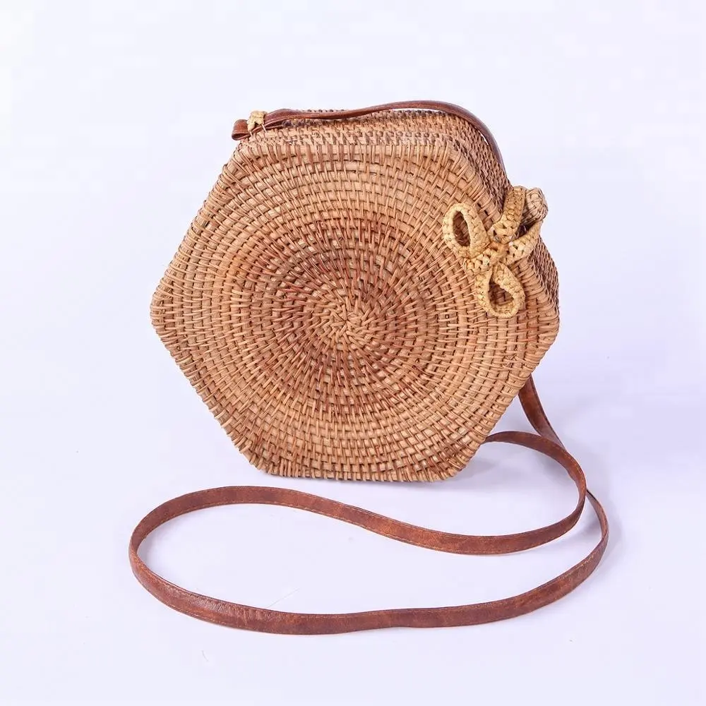 Groothandel Bohemian Fashion Rotan Handtas Holle Ronde Wash Tote Strandtas Voor Vrouwen Bamboe Stijl Handtas