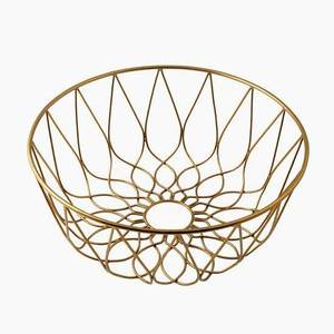 Gold Plated Wire Kitchen Fruit <b>Basket</b>, Wrought Iron Fruit <b>Basket</b>, Kitchen Utensil <b>Basket</b>, Countertop <b>Basket</b>, Farmhouse <b>Basket</b> - Product Image 1