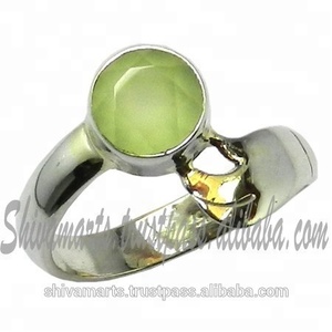 Joyería de plata al por mayor barata 925 plata esterlina Calcedonia piedra preciosa eternidad anillo Vermeil compromiso regalo de boda - Product Image 2