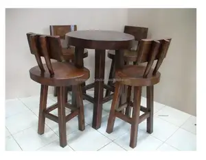 Ensemble de meubles de bar de style moderne et luxueux table et chaise en bois massif pour la cuisine en plein air et l'hôtel - Product Image 1