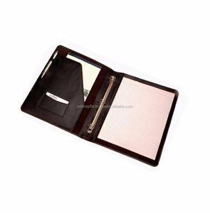 Classeur à 3 anneaux en cuir véritable avec fermeture à glissière Logo personnalisé Classeurs A4 Portefeuille et poche-pour l'organisation de documents - Product Image 1