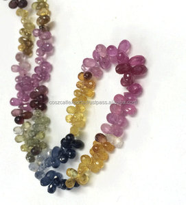 Collar Coszcalt Exports ZX0120G con Cuentas de Zafiro Multifacéticas en Forma de Lágrima, Multicolores, Certificado por Terceros, en 27243 - Product Image 1