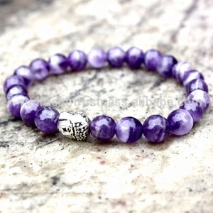 Bracelets en perles de pierres précieuses, style bohème, certifiés par un tiers, en perles naturelles, avec charme Bouddha en améthyste, bijoux fantaisie, cristal de guérison - Product Image 2