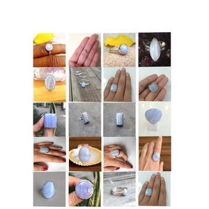 Bleu dentelle agate bague ovale ronde poire carré fantaisie rectangle pierre précieuse naturelle cabochon en argent sterling 925 - Product Image 1