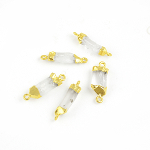 ชิ้นดิบ Selenite เจาะคู่ทองจี้เคลือบด้วยไฟฟ้าหรือตัวเชื่อมต่อ - Product Image 2