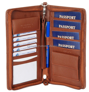 Portefeuille de voyage en cuir véritable pour billets d'avion et organisateur de passeport/documents de voyage, offre spéciale - Product Image 1