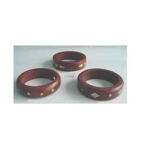 Brazaletes de Madera Sheeshan con Incrustaciones de Latón, Pulseras de Madera, Joyería India de Madera con Incrustaciones de Latón - Product Image 6