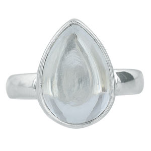 Forma de pera Cristal Cuarzo Anillo liso Joyería de plata Anillo de plata esterlina 925 Anillo de moda Chapado en plata Vintage para unisex. - Product Image 1