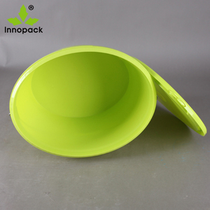 Cubo de plástico ovalado para galletas y alimentos, con tapa y mango de metal, 15L - Product Image 3