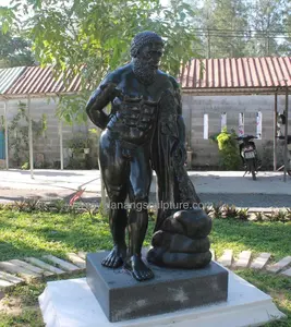 Ünlü yunan çıplak erkek Farnese Hercules siyah granit taş heykel DSF-CD24b