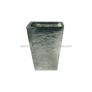 Handmade Silver Antique Flower <b>Planter</b> Hand Hammered Aluminum <b>Long</b> Flower Vase <b>Planter</b> Decorative <b>Planter</b> - Product Image 2