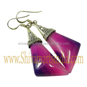 Hot Sale 925 Sterling <b>Silver</b> <b>Drop</b> <b>Earrings</b> With Agate Gemstone Vintage Style Indian Wholesale Jewelry Gift For Her Fine Jewelry - Product Image 2
