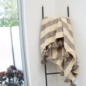 MADE in Morocco Pom Pom Blanket, Handwoven - Product Image 1