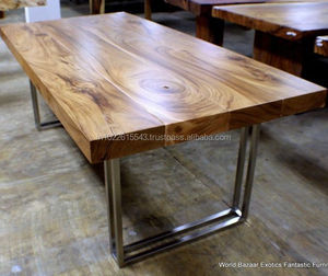 Mesa de comedor de acacia de madera maciza de diseño moderno para oficina en casa - Product Image 1
