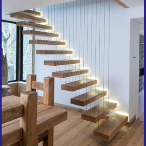Escalera Flotante de Madera de Roble Prima Interior con Peldaños de Madera, Pasamanos Decorativo de Madera Recta - Product Image 2