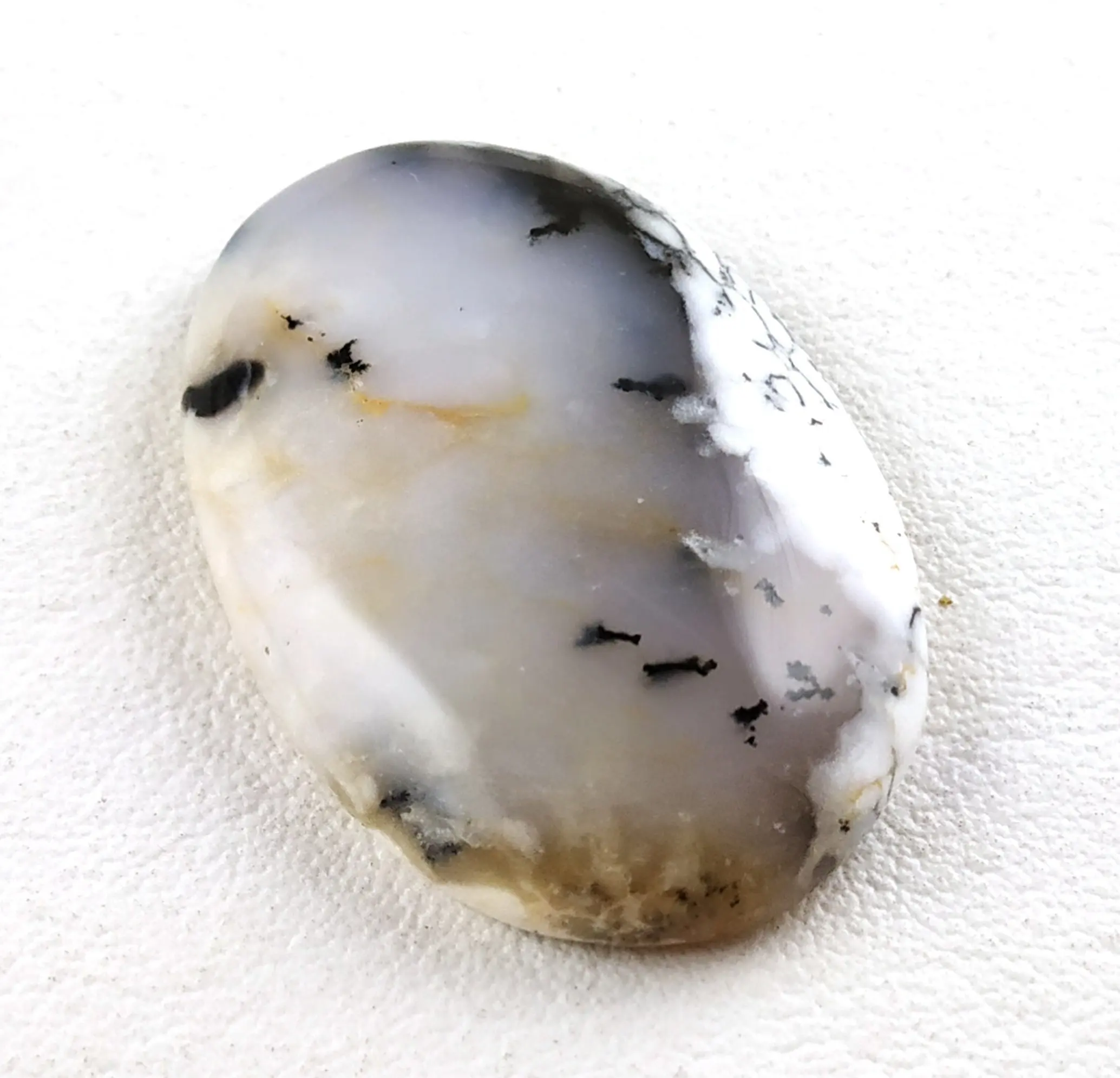 Yüksek kalite 1 parça pürüzsüz Oval şekil doğal dendritik Opal gevşek taş takı beyaz taş koleksiyonu tarzı kesim