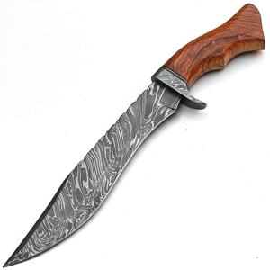 Couteaux KBS, fabrication artisanale sur mesure, couteau de chasse Bowie en acier Damas avec manche en bois d'olivier et garde en Damas, épaisseur de 0,065 pouce - Product Image 5