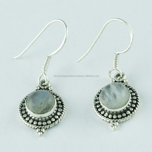 Boucles d'oreilles pour femme, boucles d'oreilles de forme ronde, en pierre de lune arc-en-ciel, Design strava, en argent Sterling 925 - Product Image 3