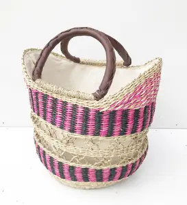 hot trend woven seagrass handmade bag,Vietnam straw bali clutch bag thailand