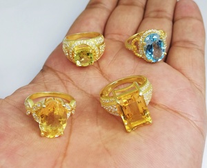 ฟ้าบุษราคัมปู CZ ชุดพลอยชุบทองแหวน - Product Image 4