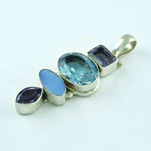Pendentifs en pierres semi-précieuses argent Sterling 925, bijoux faits à la main, plusieurs couleurs, en argent Sterling, joaillerie en pierres précieuses - Product Image 3