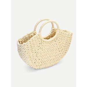 Última colección, bolso de mano bohemio blanco, hecho a mano bolso de playa de verano, cierre de cremallera, uso diario de alta calidad, Tropical Borsa di Paglia - Product Image 1