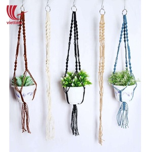 Colgante de pared de macramé, colgador de planta de cuerda de algodón, arte de pared, decoración del hogar - Product Image 3