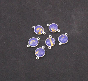 Bleu Cuivre Turquoise Gemme Laiton 18K Plaqué Or Fabrication de Bijoux À La Main Lien Lunette Pierre De Naissance Boho Connecteur Charme - Product Image 2