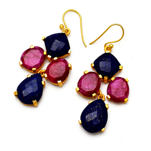 ลูกแพร์ธรรมชาติ lapis ทับทิมเงินรูปไข่ชุบทองอัญมณี925เงินสเตอร์ลิงต่างหูแฟชั่นอินเทรนด์สำหรับผู้หญิง - Product Image 1