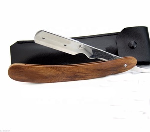 Tali-mango de madera de acero, cuchilla clásica, afeitadora recta para peluquero - Product Image 1