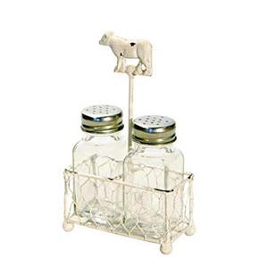 Juego de Salero y pimentero de alambre de pollo de metal con granja - Product Image 1