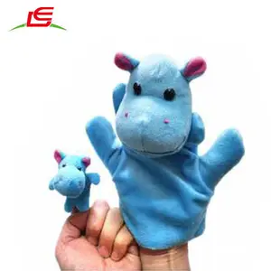 Wholesale kid toy plush hippo finger puppet hippo hand puppet