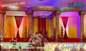 Ensemble de mandap décoratif pour mariage hindou, mandap en fibre imitation bois, mandap royal Jodha Akbar pour mariage, décoration d'événement en Suisse - Product Image 5