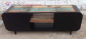 Support de téléviseur en bois de récupération en métal moderne vente en gros prix de gros armoire de console centrale de divertissement pour le salon ou la chambre à coucher - Product Image 3