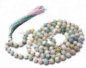 Collar de cuentas 108 hecho a mano, morganita Natural, 6mm, borla de piedras preciosas Premium, Mala de Yoga para meditación y moda - Product Image 4