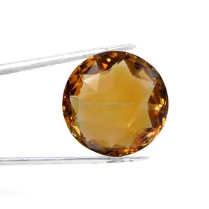 Doğal sarı Citrine (C-1) 20mm yuvarlak içbükey kesim 23.75 cts gevşek taş